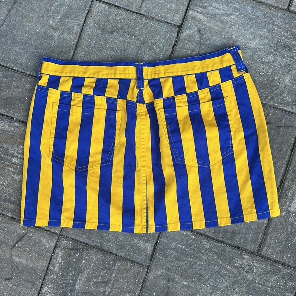 Game Bibs Blue Gold Cotton Mini Skirt Women 8 Collegiate Athletic Sports - Picture 3 of 10